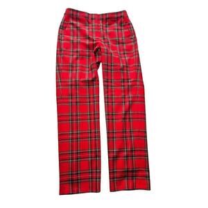 J. Crew Kate, Sz. 10 Red Plaid Wool Blend Straight leg Pants